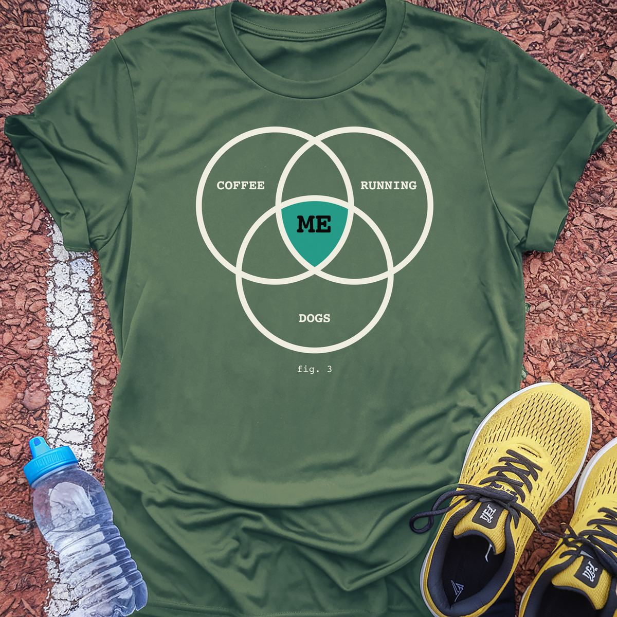 Coffee Running Dogs T-Shirt - Military Green