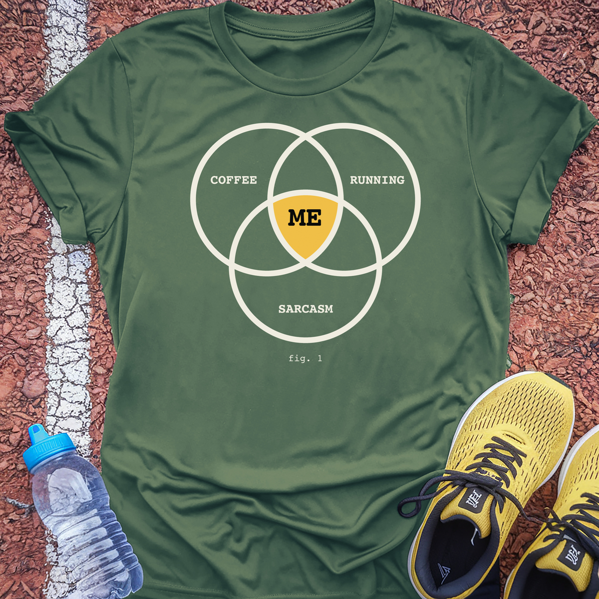Coffee Running Sarcasm T-Shirt - Military Green