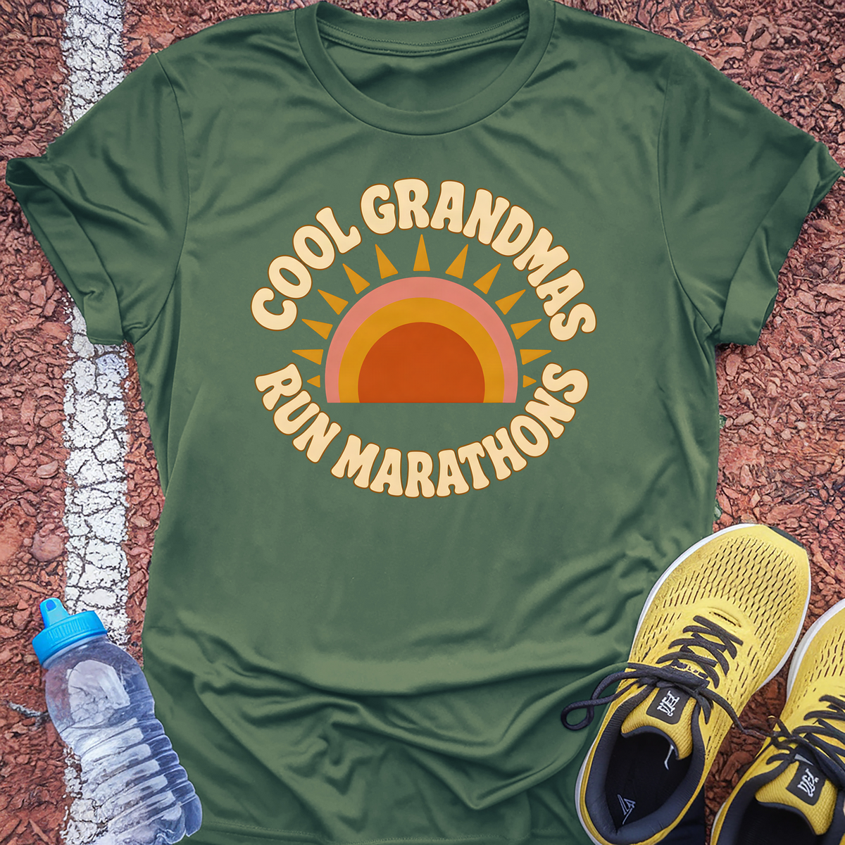 Cool Grandmas Run Marathons T-Shirt - Military Green
