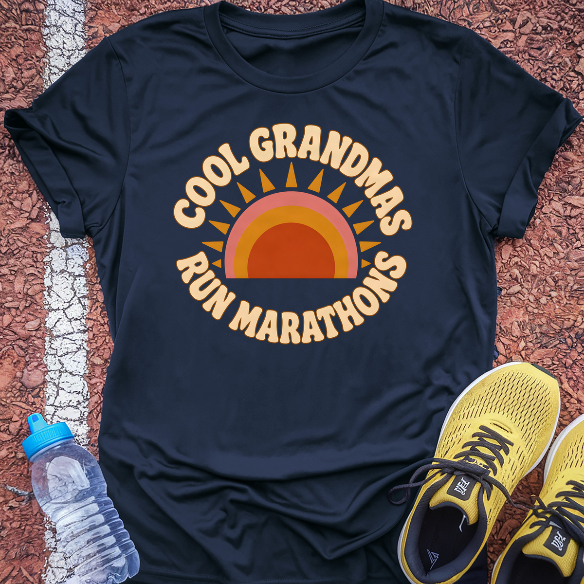 Cool Grandmas Run Marathons T-Shirt - Navy