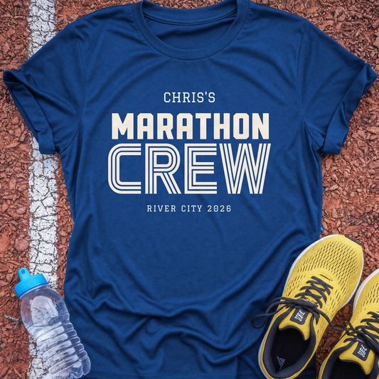 Personalised marathon crew retro t-shirt