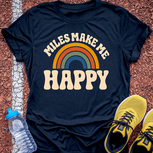 Miles Make Me Happy T-Shirt - Navy