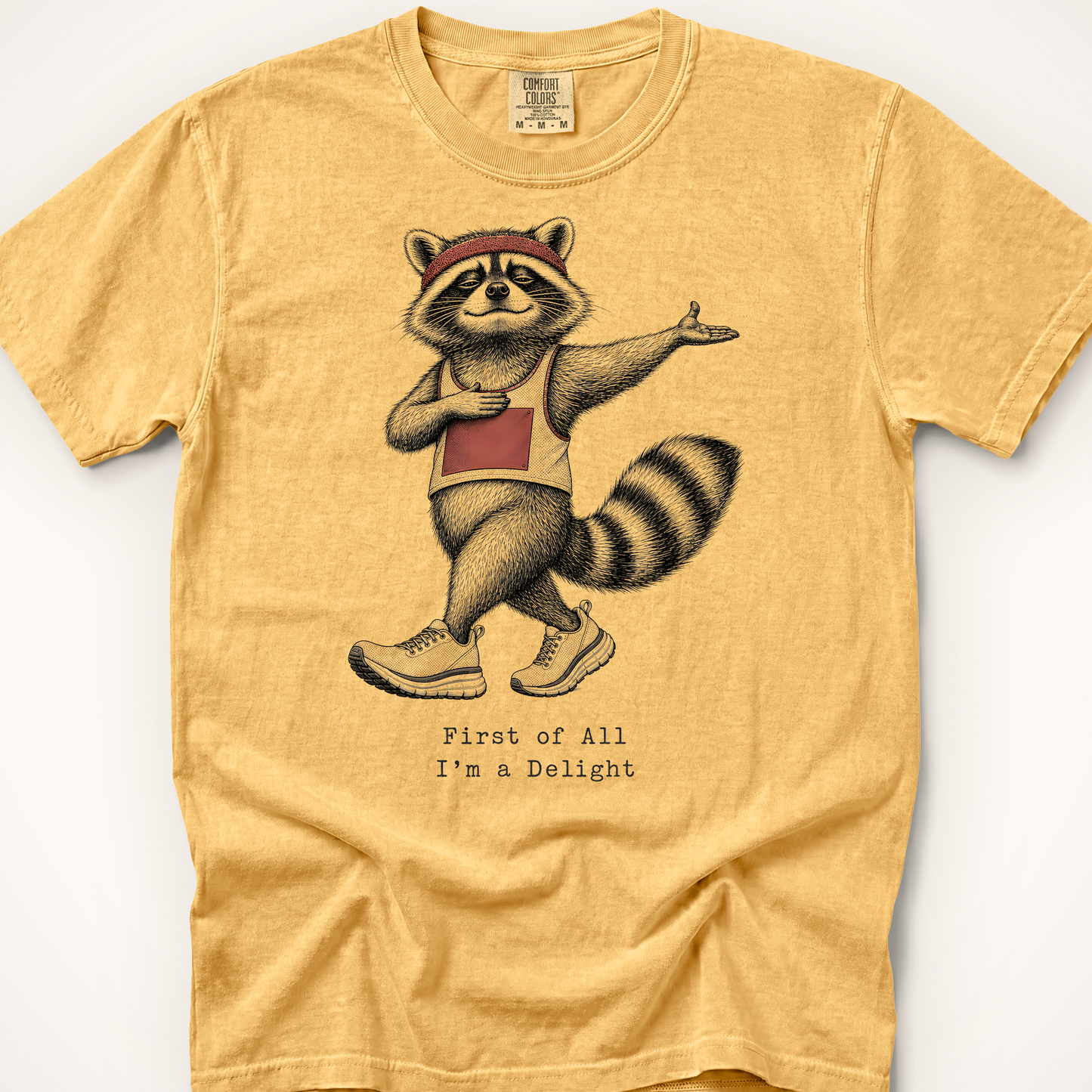 First of All Raccoon T-Shirt - Mustard