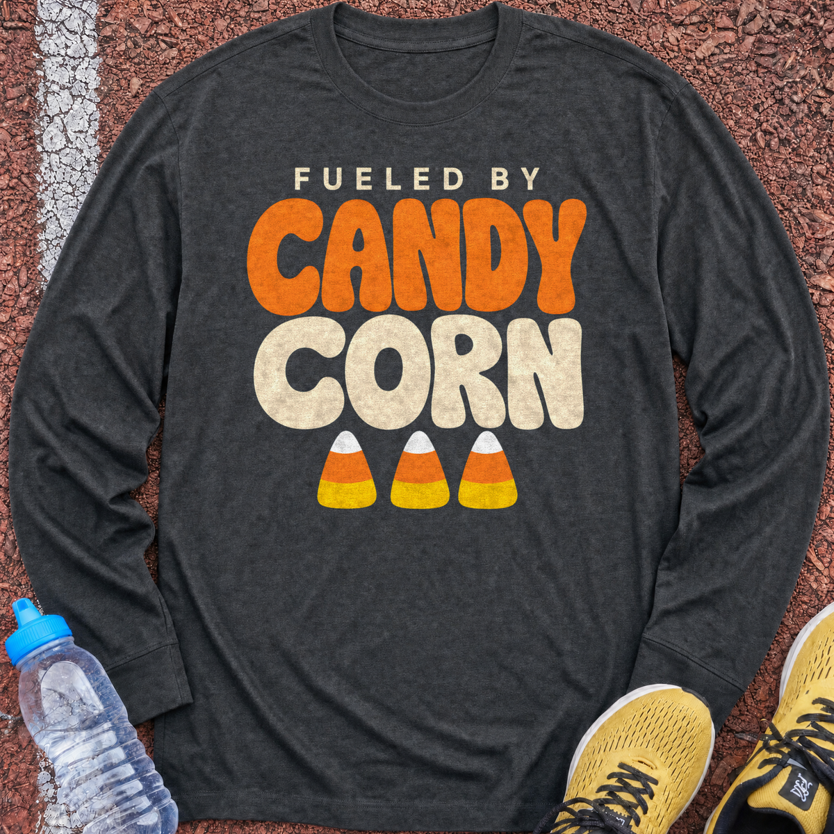 Fueled by Candy Corn Long Sleeve - Dark Heather