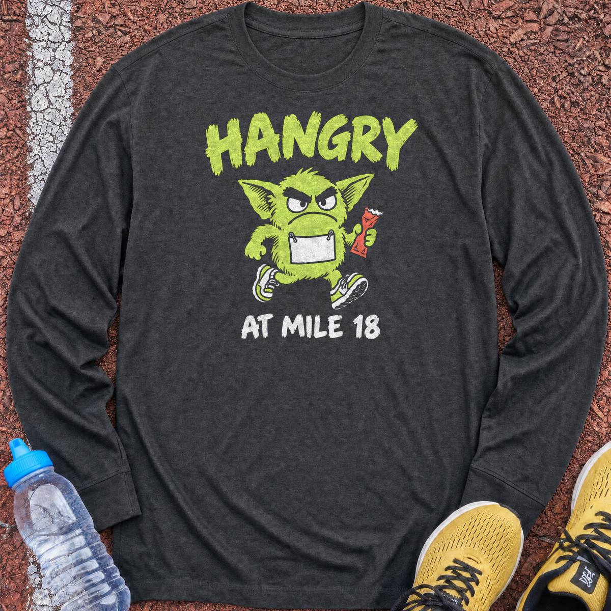Hangry At Mile 18 Long Sleeve - Dark Heather