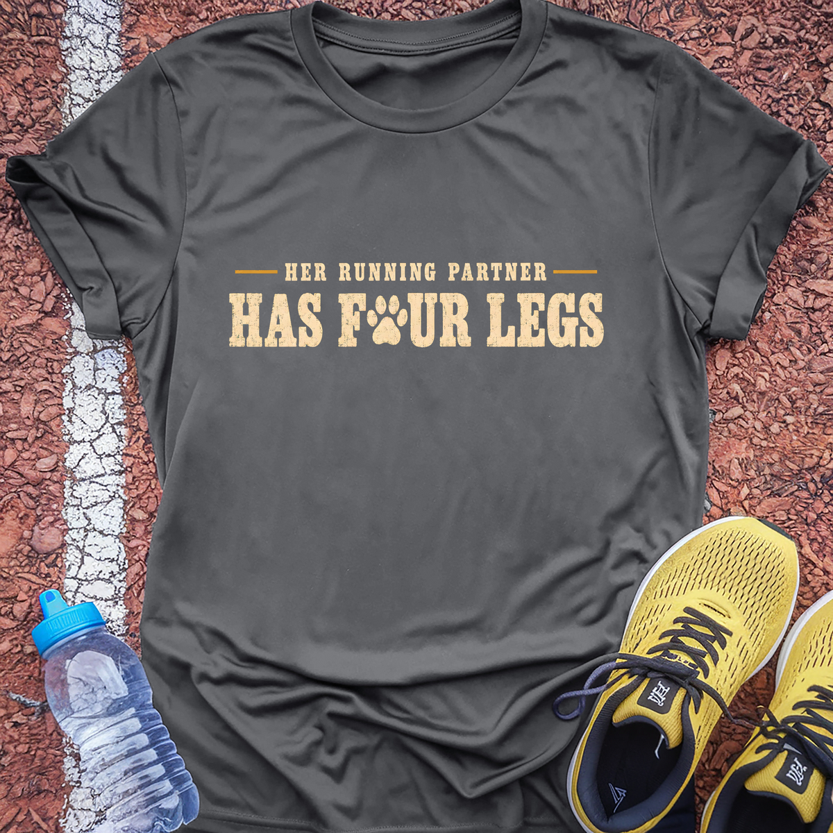 Running Partner Has Four Legs Tech Tee - Grey Concrete