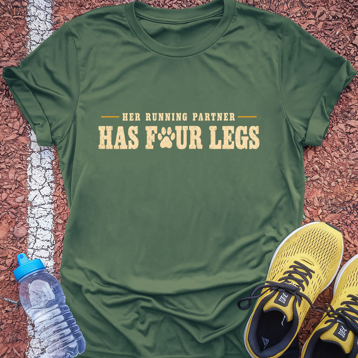 Running Partner Has Four Legs T-Shirt - Military Green