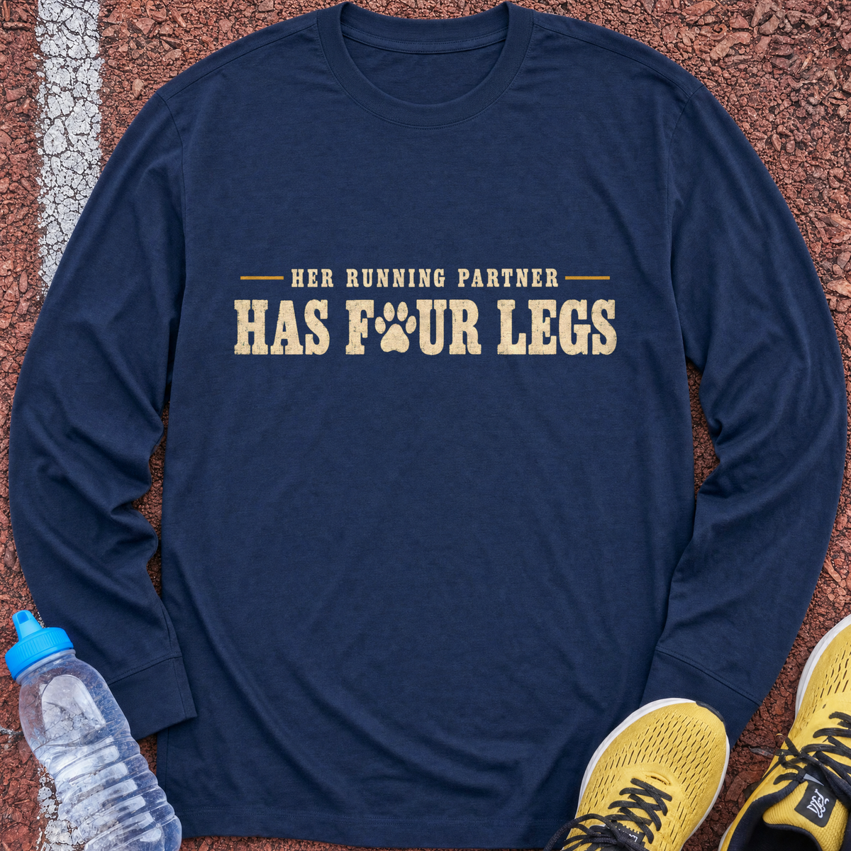 Running Partner Has Four Legs Long Sleeve - Navy