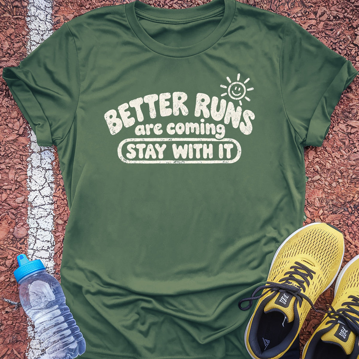 Better Runs Are Coming Tech Tee - Forest Green