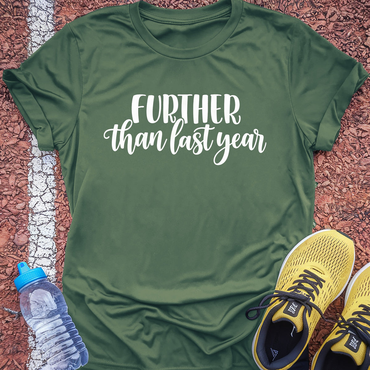 Further Than Last Year Tech Tee - Forest Green
