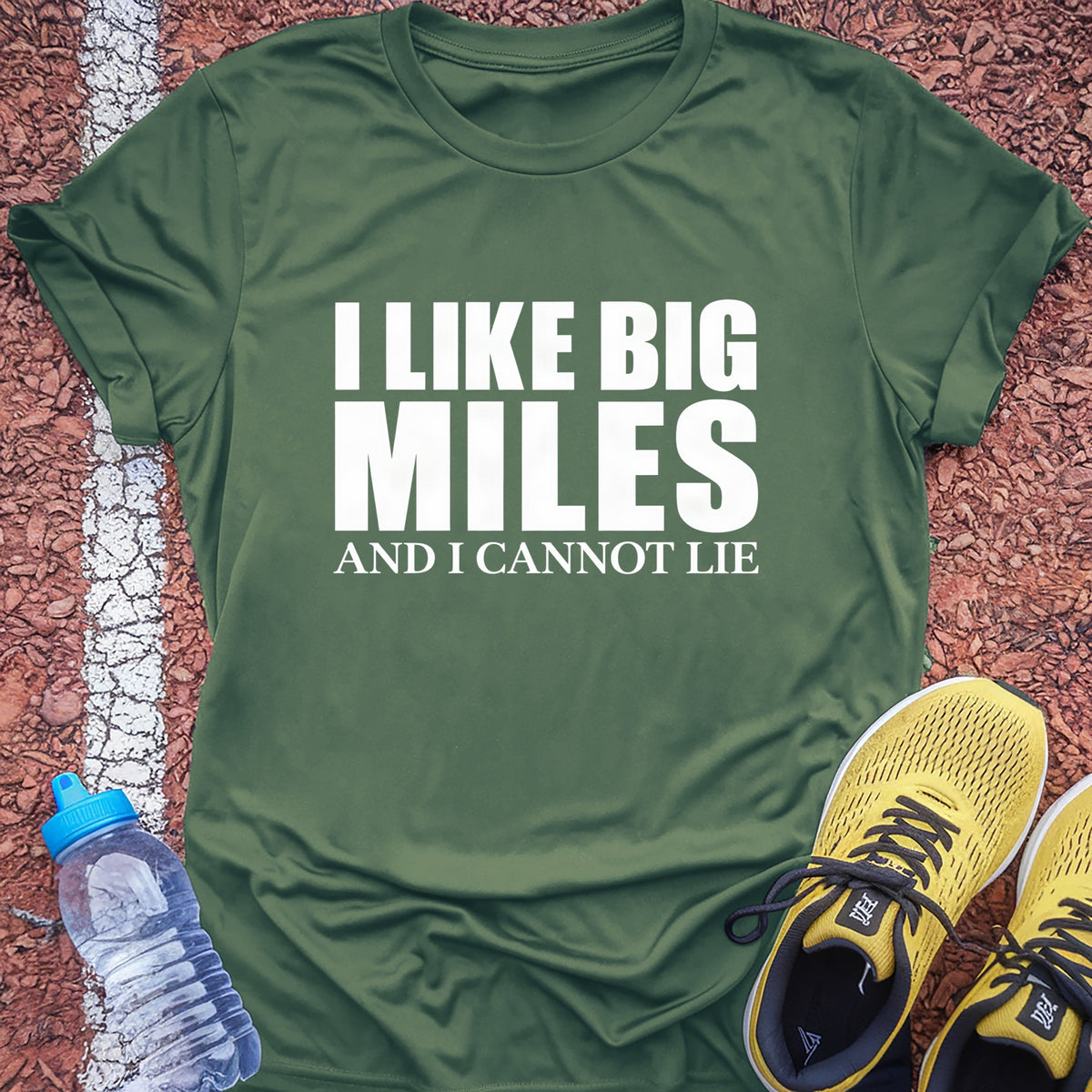 I Like Big Miles Tech Tee - Forest Green