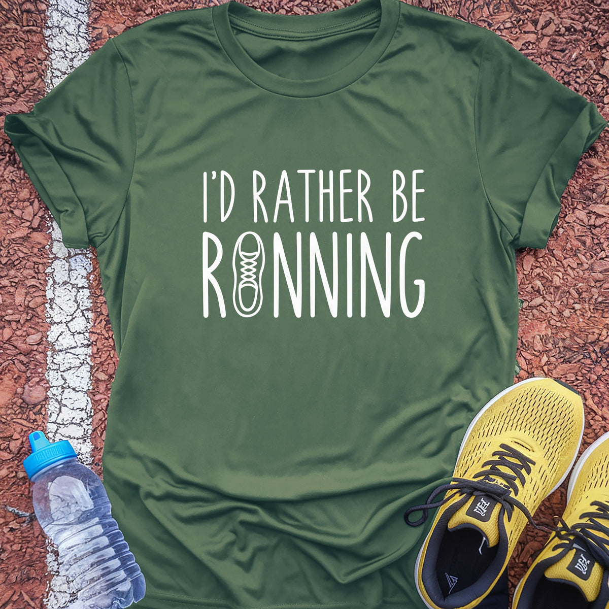 I'd Rather Be Running Tech Tee - Forest Green
