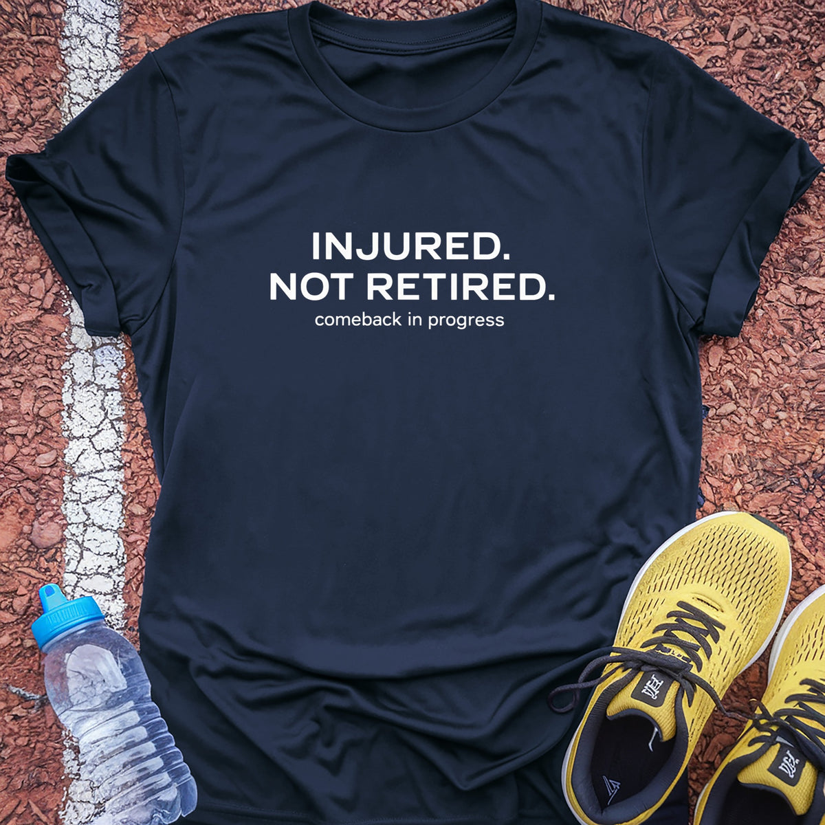 Injured Not Retired Tech Tee - True Navy