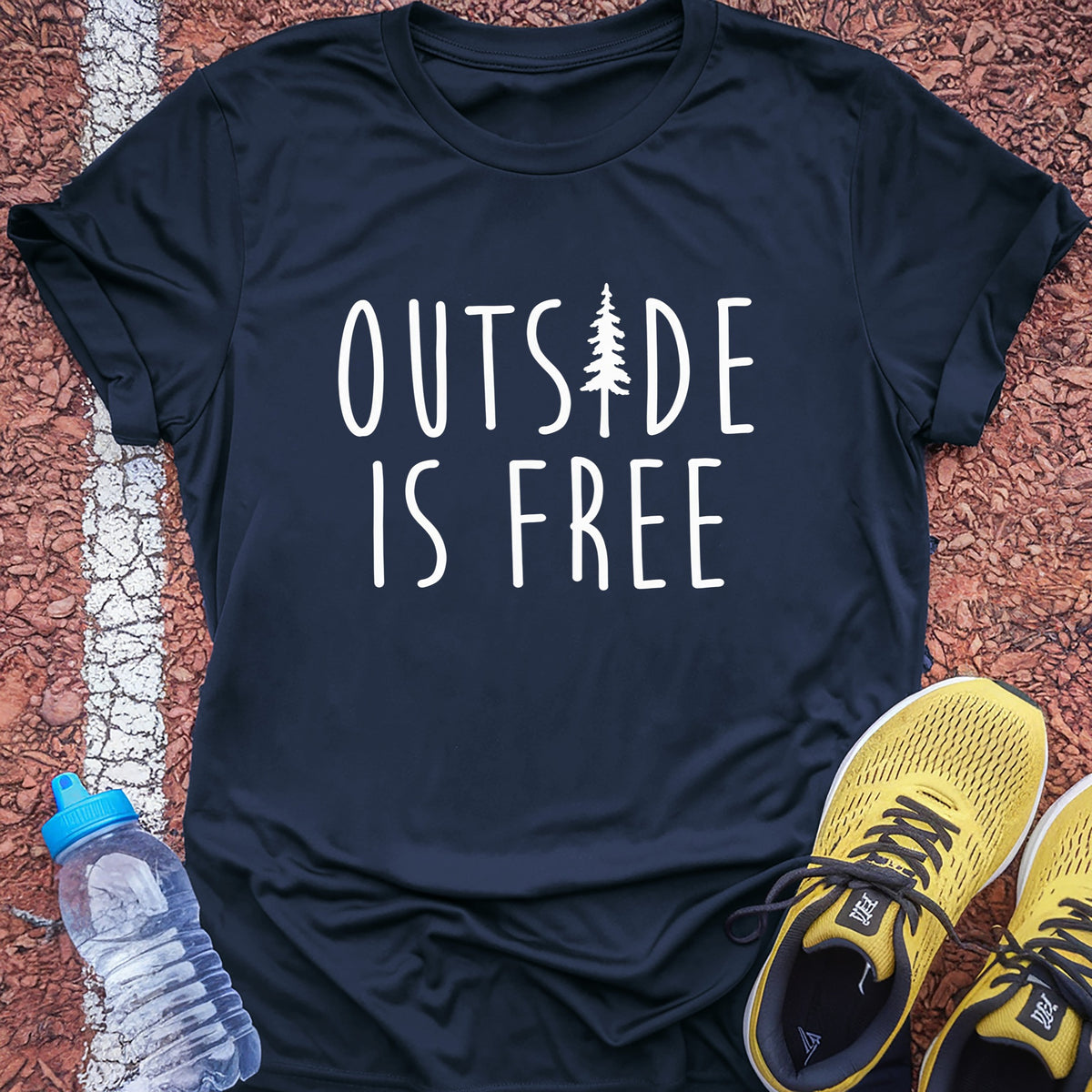 Outside Is Free Tech Tee - True Navy