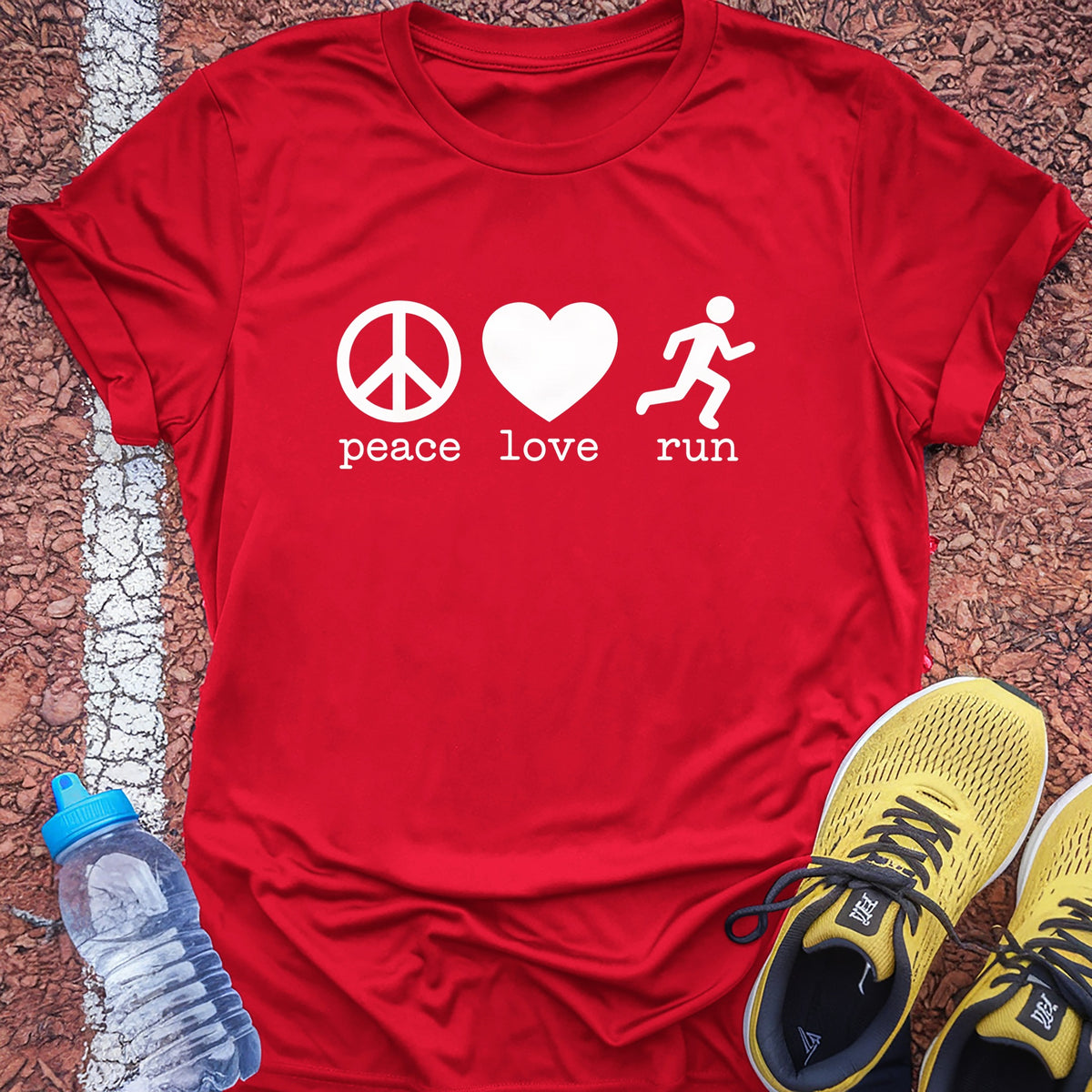 Peace Love Run Tech Tee - True Red