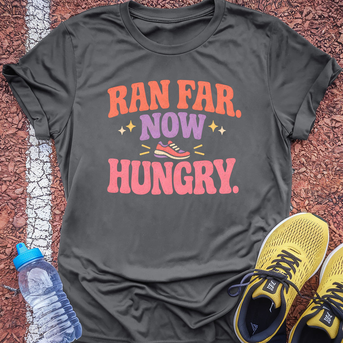 Ran Far Now Hungry Tech Tee - Grey Concrete