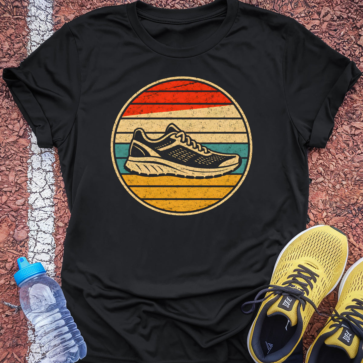 Retro Sunset Shoe Tech Tee - Black