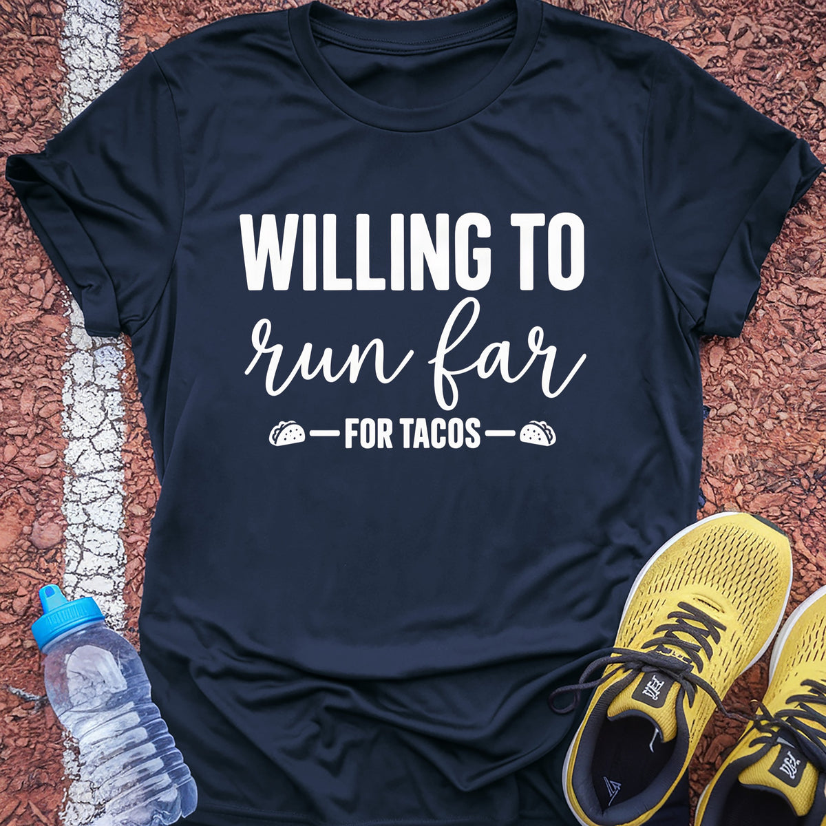 Run Far for Tacos Tech Tee - True Navy