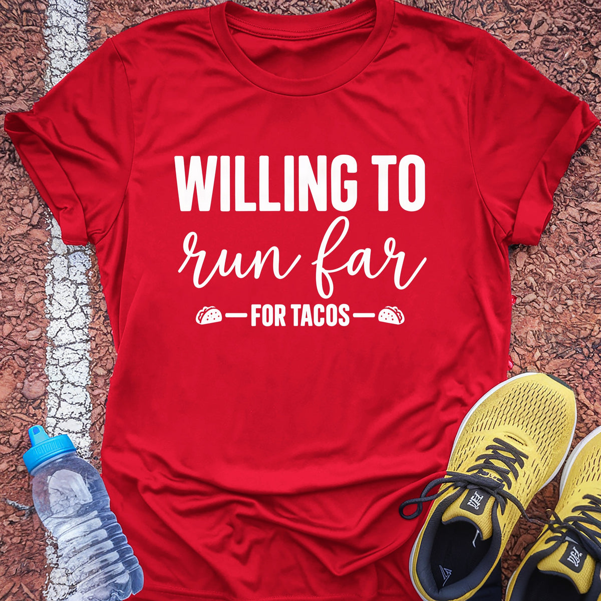 Run Far for Tacos Tech Tee - True Red