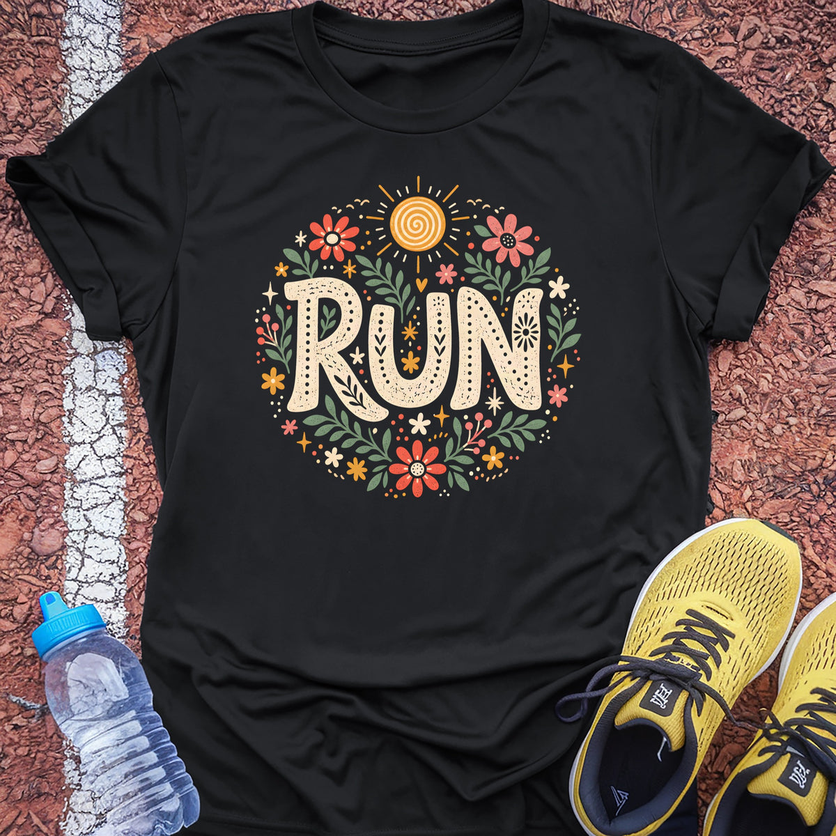 Run Floral Tech Tee - Black