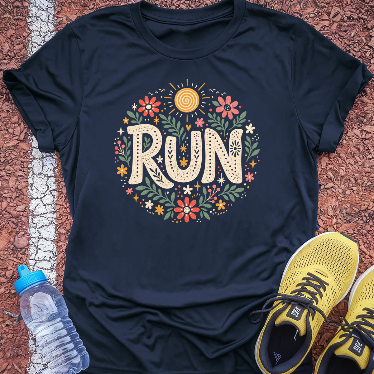 Run Floral Tech Tee - True Navy
