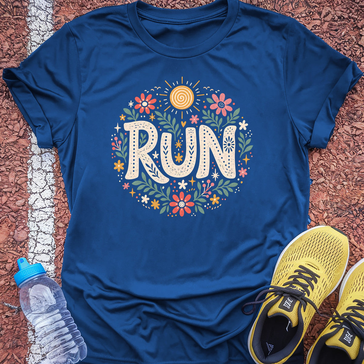 Run Floral Tech Tee - True Royal