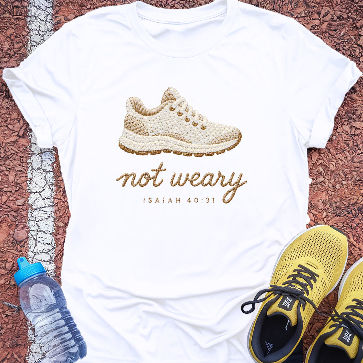 Run and Not Be Weary Tech Tee - White