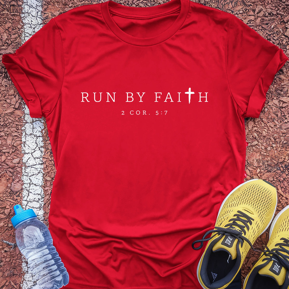 Run by Faith Tech Tee - True Red