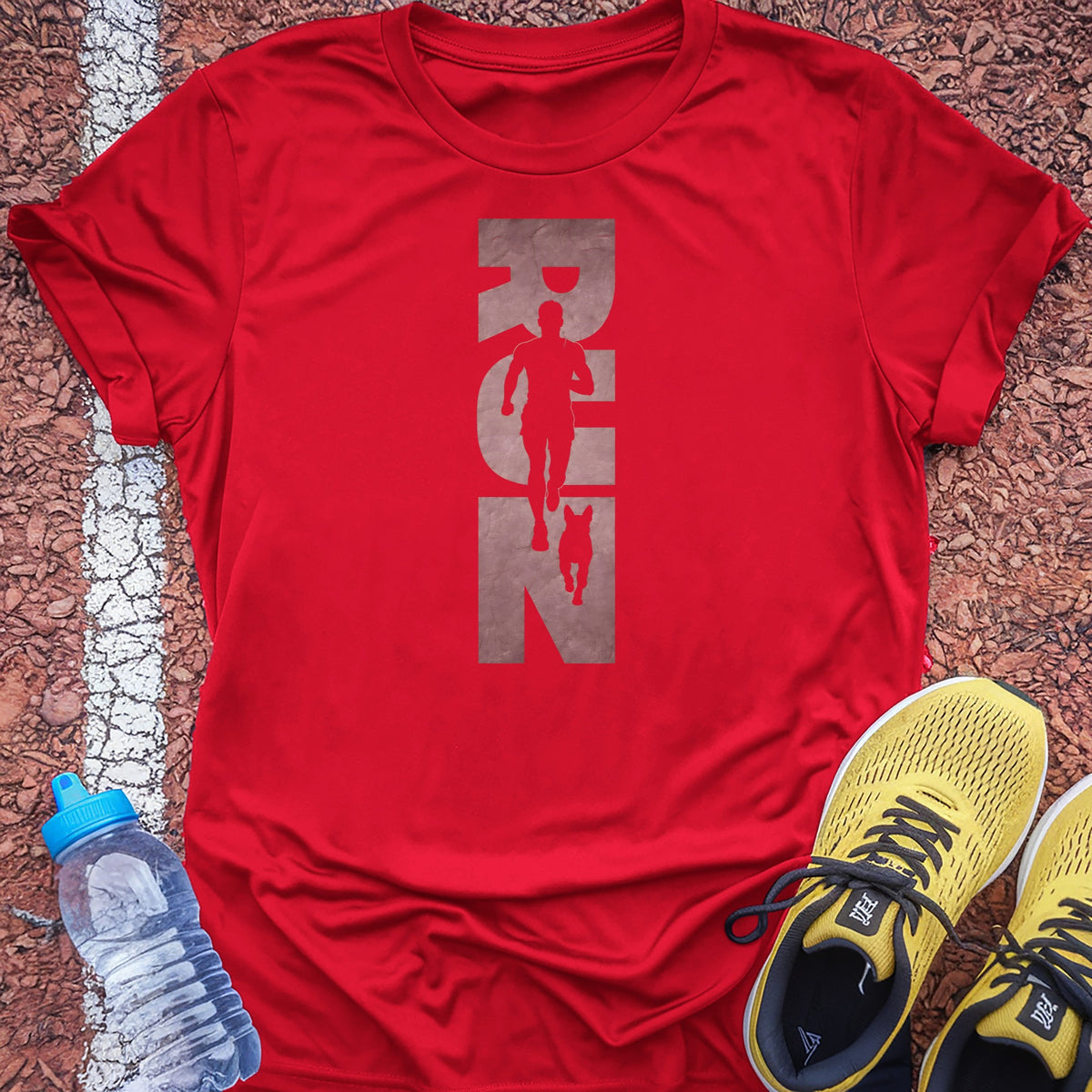 Running Man and Dog Tech Tee - True Red