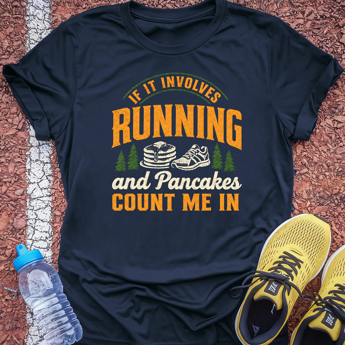 Running and Pancakes Tech Tee - True Navy