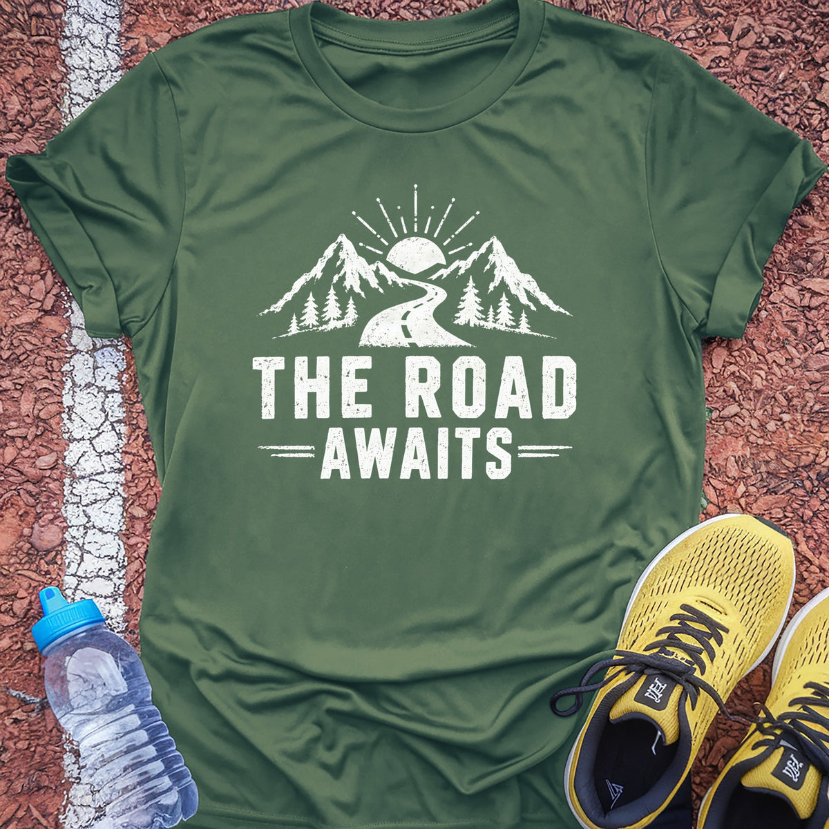 The Road Awaits Tech Tee - Forest Green