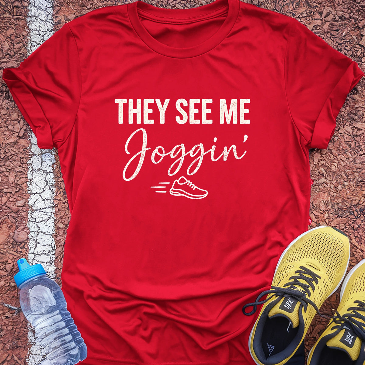 They See Me Joggin Tech Tee - True Red