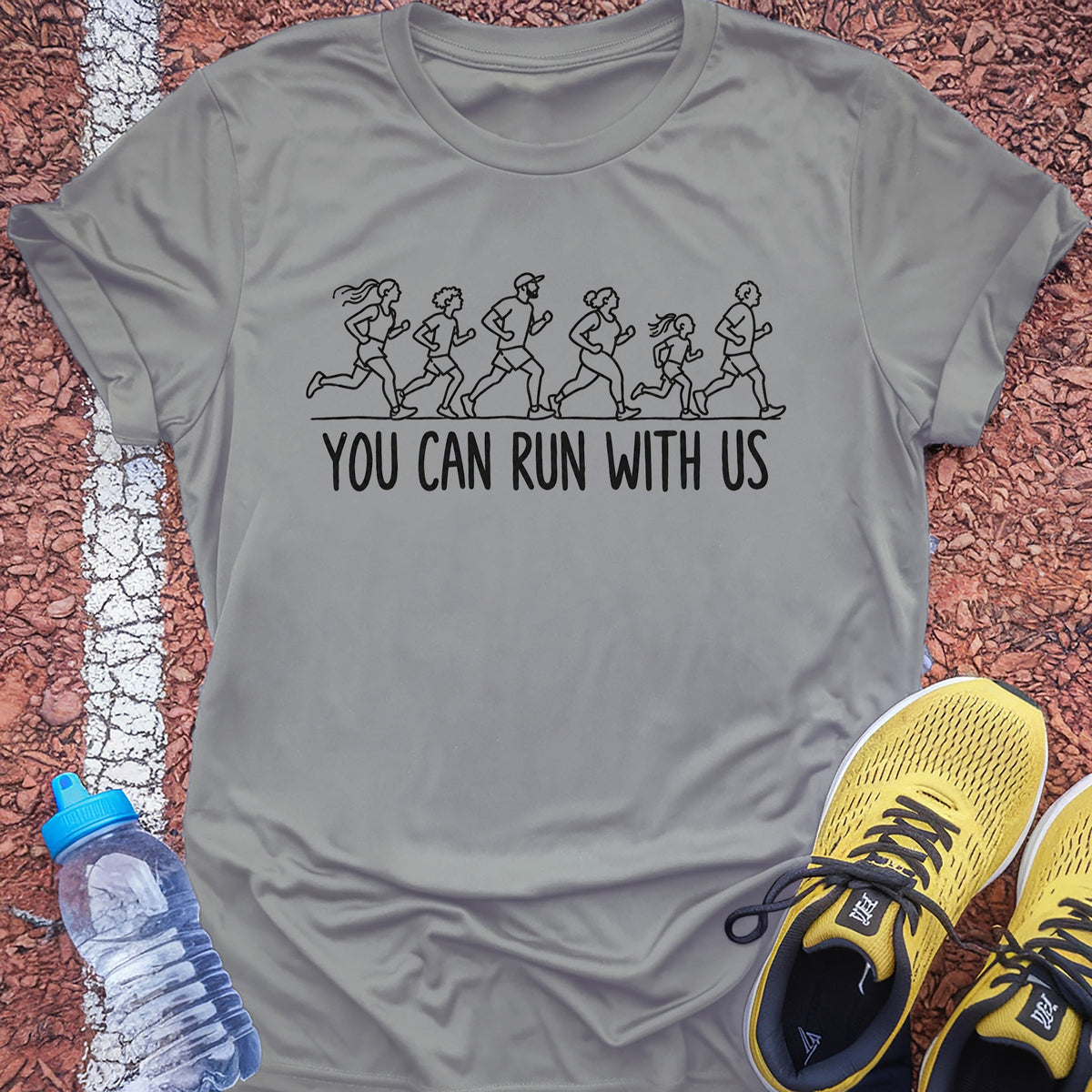 You Can Run With Us Tech Tee - Silver
