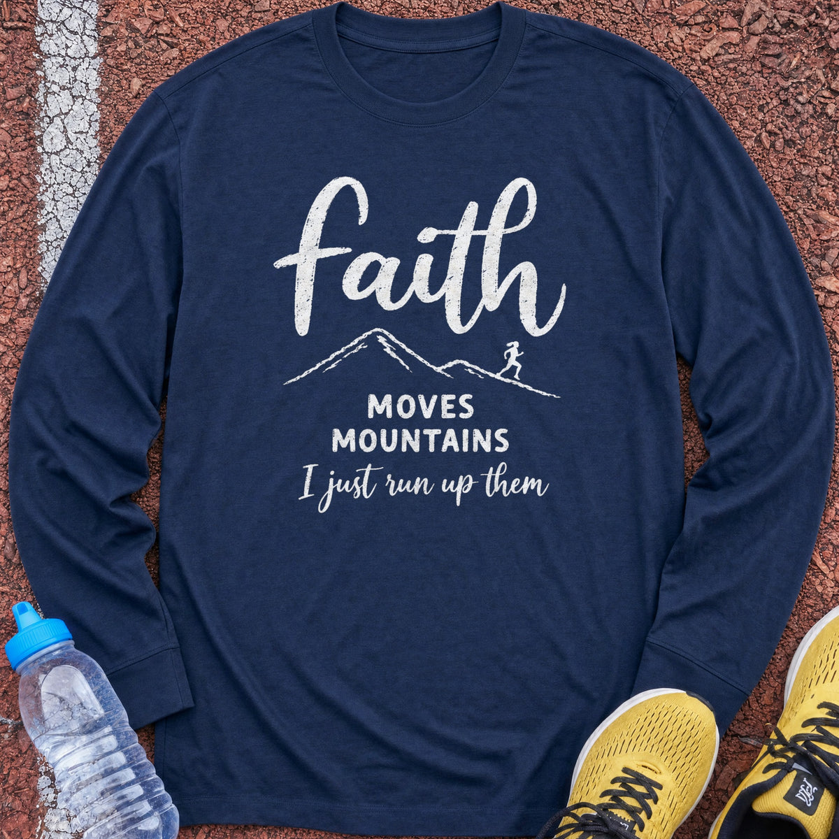 Faith Moves Mountains Long Sleeve - Navy