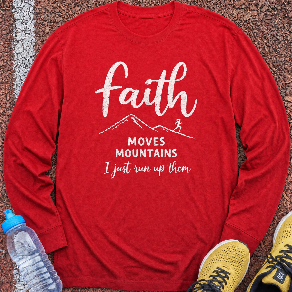 Faith Moves Mountains Long Sleeve - Red