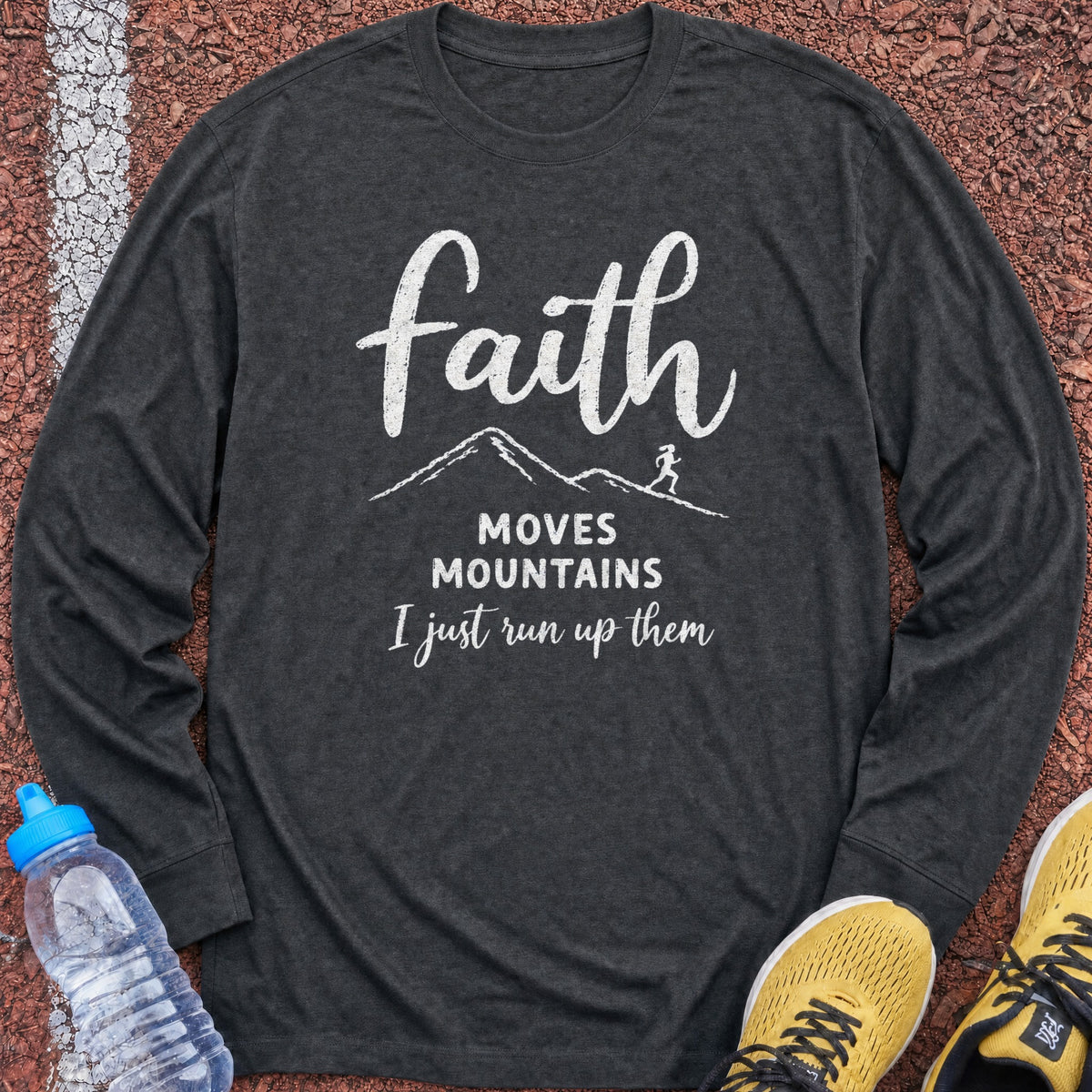 Faith Moves Mountains Long Sleeve - Dark Heather