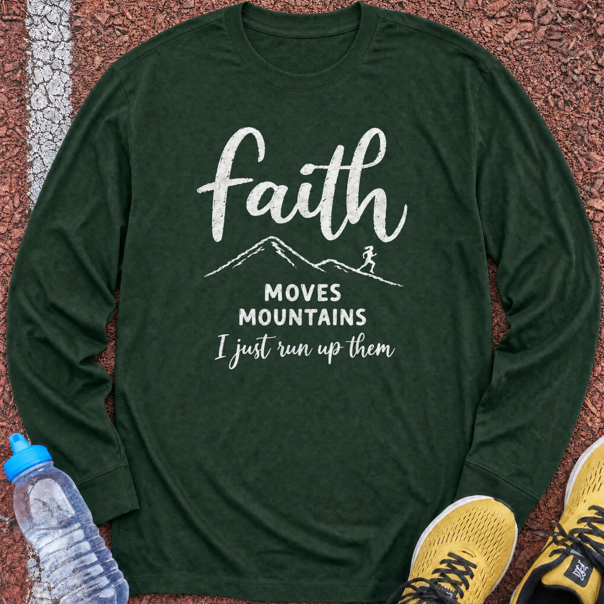 Faith Moves Mountains Long Sleeve - Forest Green