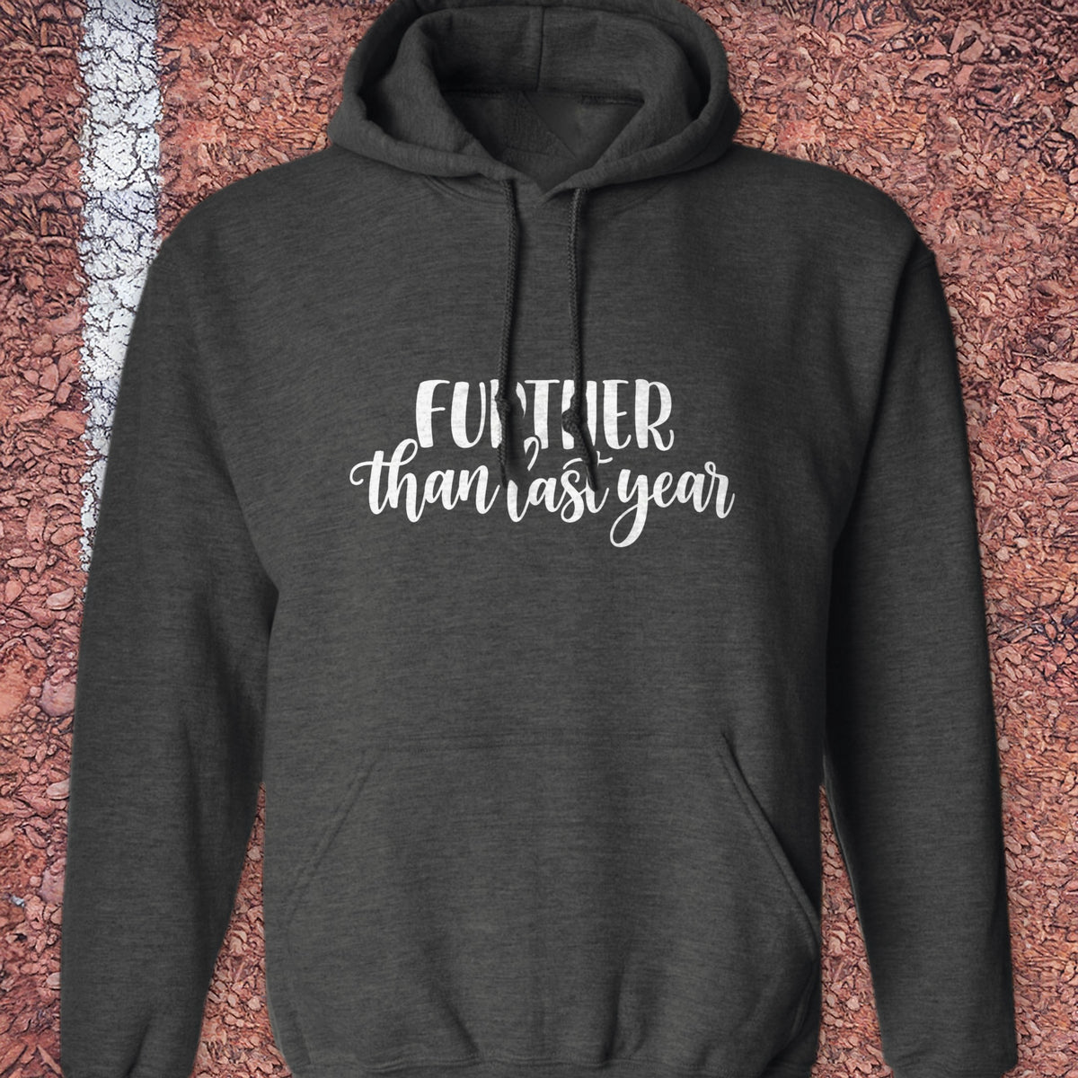 Further Than Last Year Hoodie - Dark Heather