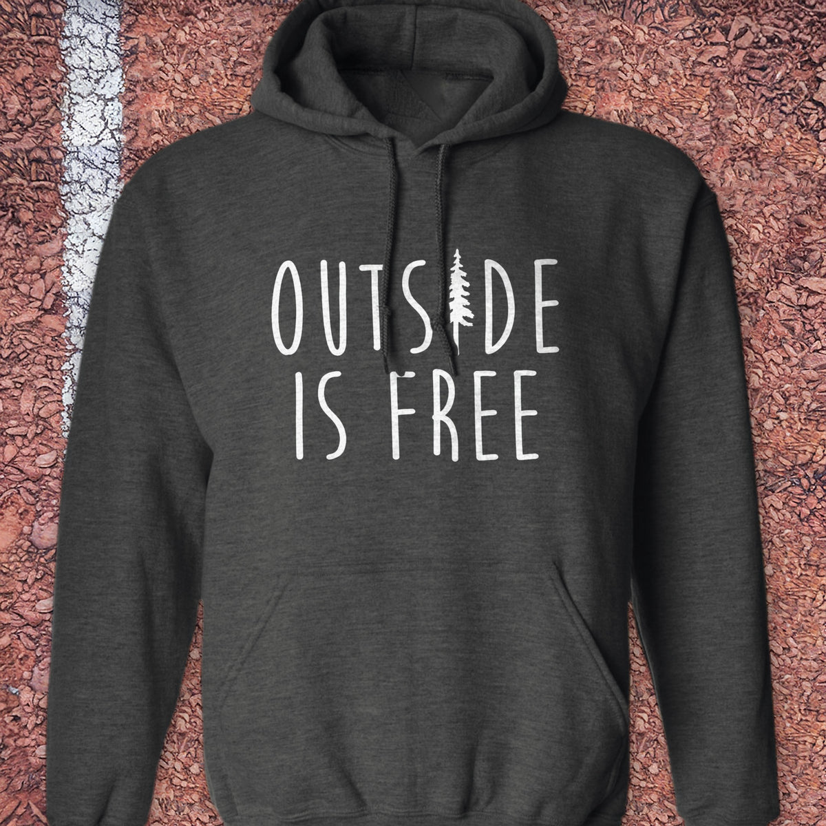 Outside Is Free Hoodie - Dark Heather