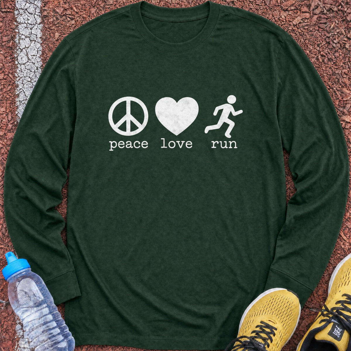 Peace Love Run Long Sleeve - Forest Green