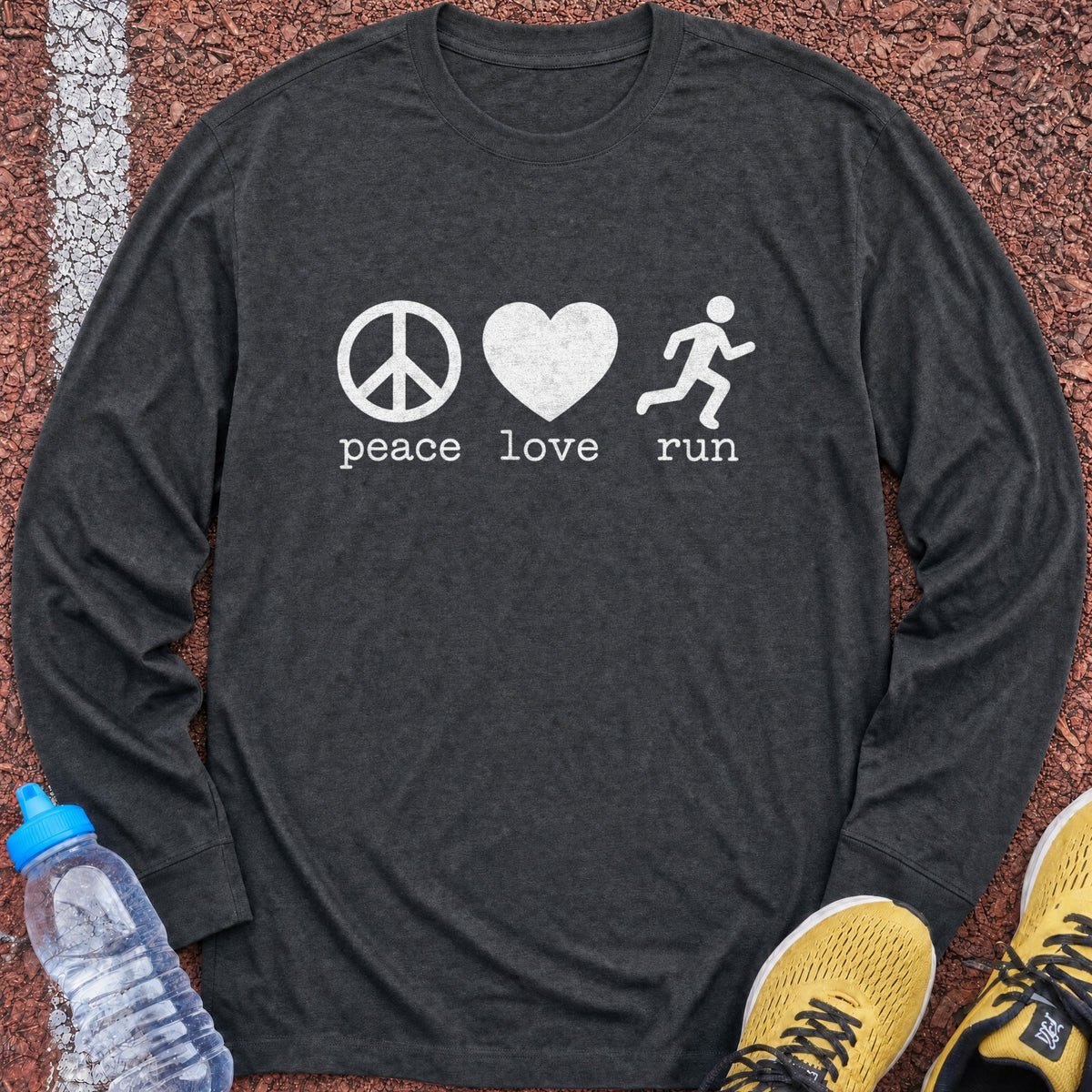 Peace Love Run Long Sleeve - Dark Heather