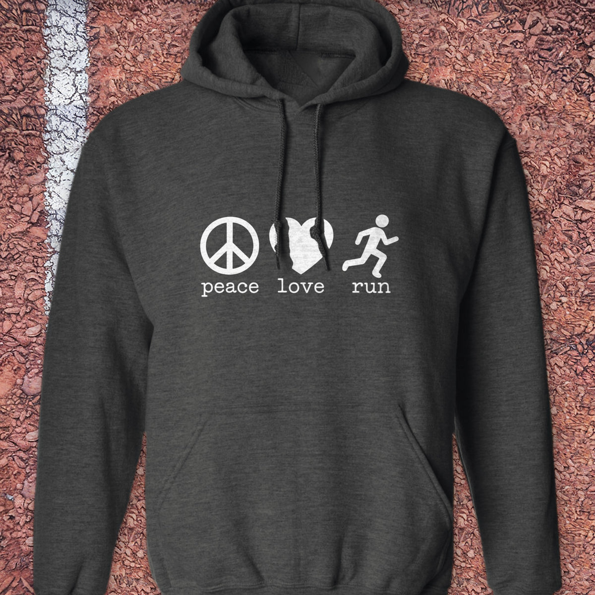 Peace Love Run Hoodie - Dark Heather