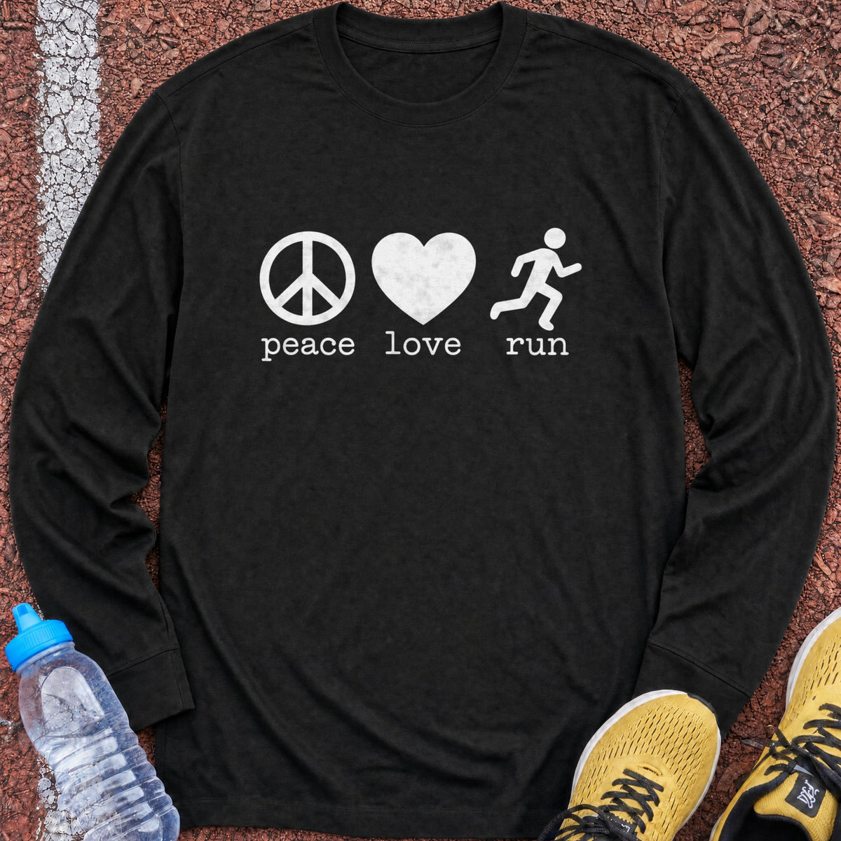 Peace Love Run Long Sleeve - Black