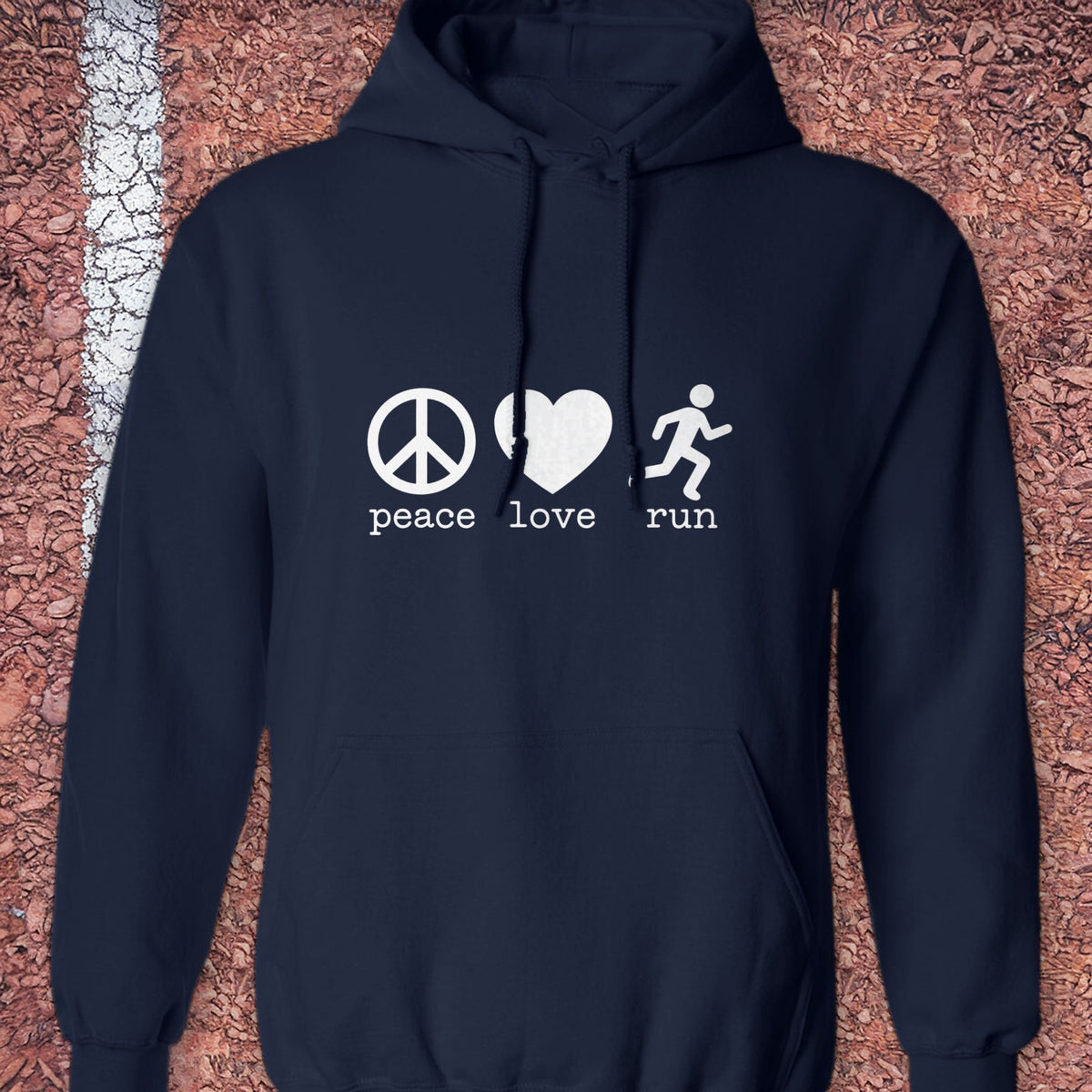 Peace Love Run Hoodie - Navy