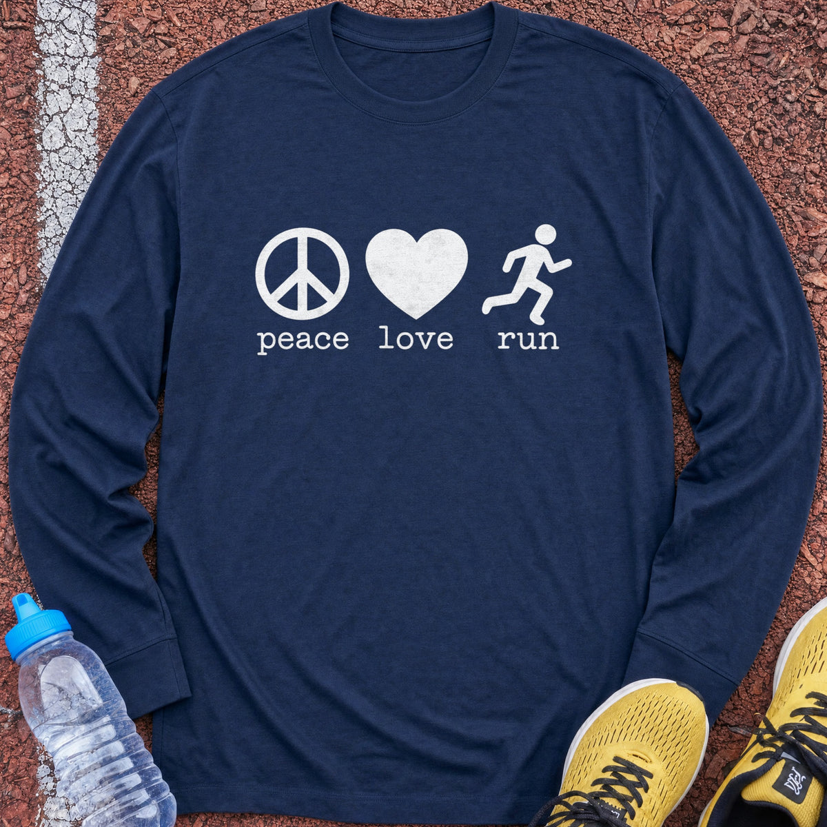 Peace Love Run Long Sleeve - Navy