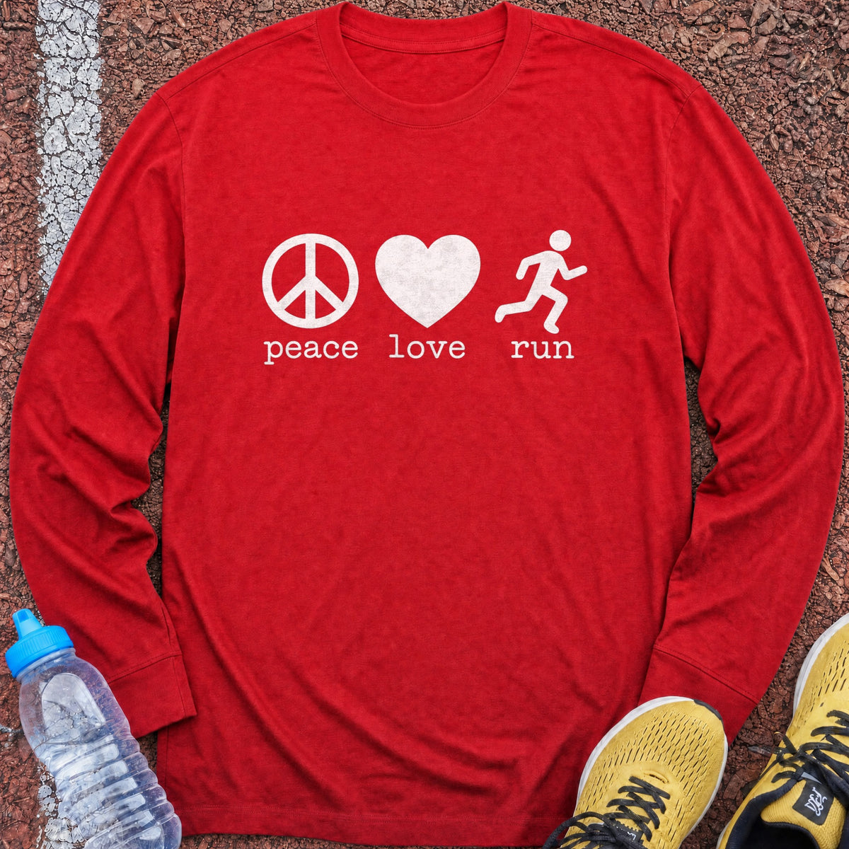 Peace Love Run Long Sleeve - Red