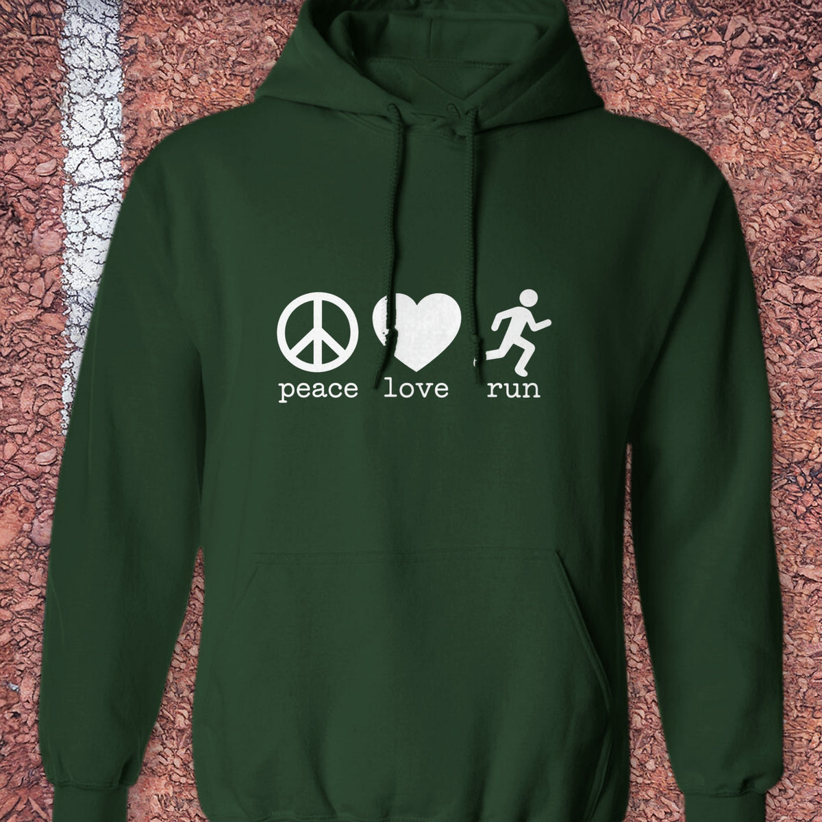 Peace Love Run Hoodie - Forest Green