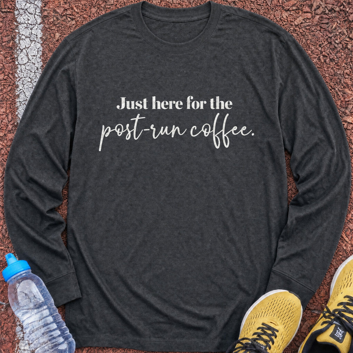 Post-Run Coffee Long Sleeve - Dark Heather