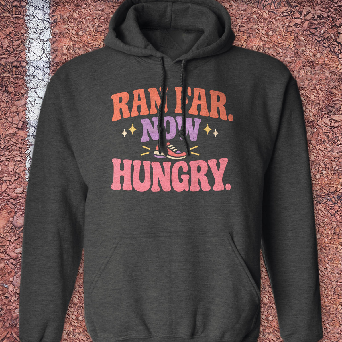 Ran Far Now Hungry Hoodie - Dark Heather