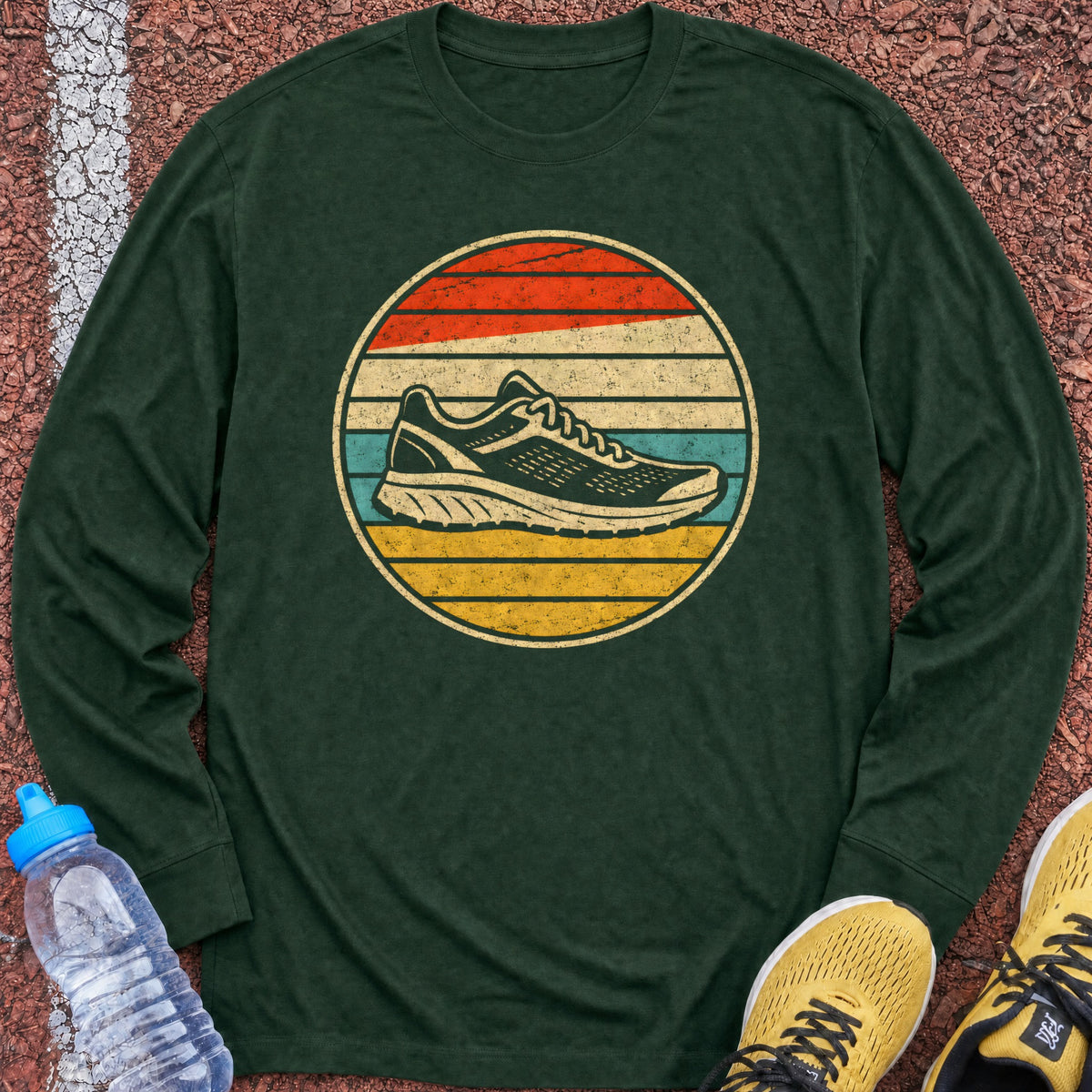 Retro Sunset Shoe Long Sleeve - Forest Green